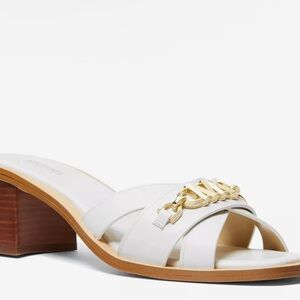 Michael Kors White and Gold Heeled Sandals